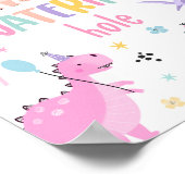 Poster Pink Girl Dinosaur Watering Trou Anniversaire (Coin)