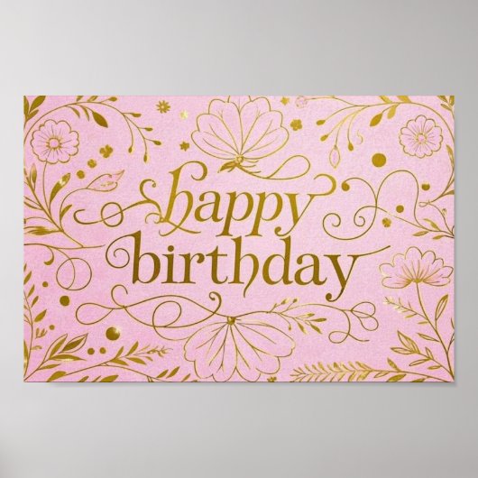Poster Pink Gold anniversaire luxueux élégant extravagant (Devant)