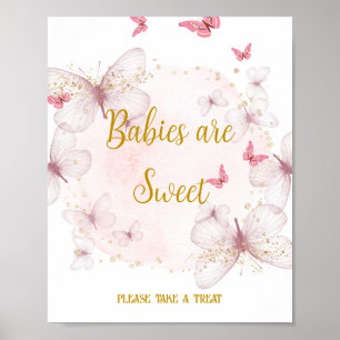 Poster Pink & Gold Birthday Baby are Sweet Table Sign
