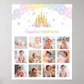 Poster Pink Gold Castle Princesse Anniversaire Jalon (Devant)