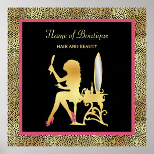 Poster Pink Gold Cheetah Imprimer Beauté Boutique Signal