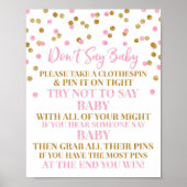 Poster Pink Gold Confetti Ne pas dire Baby Game Sign (Devant)