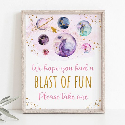 Poster Pink Gold Galaxy Espace Anniversaire Favoriser Sig
