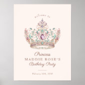 Poster Pink Gold Princess Crown Fairytale Signal d'annive (Devant)