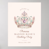 Poster Pink Gold Princess Crown Fairytale Signal d'annive (Devant)