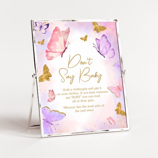 Poster Pink Gold Purple Butterfly Ne pas dire bébé