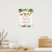 Poster Pink & Gold Safari Wild One First Birthday Bienven (Cuisine)