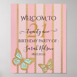 Poster Pink Gold Stripes et Bufly