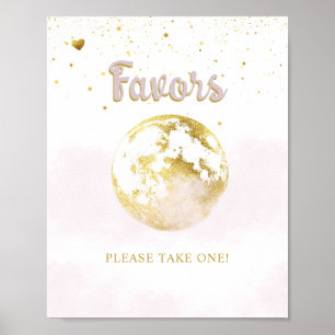 Poster Pink Gold sur la lune favorise le Baby shower sign