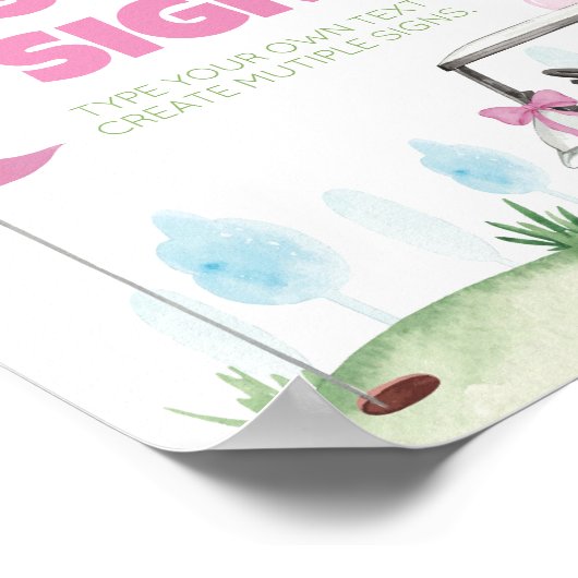 Poster Pink Golf Anniversaire Table de fête (Coin)