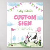 Poster Pink Golf Anniversaire Table de fête (Devant)