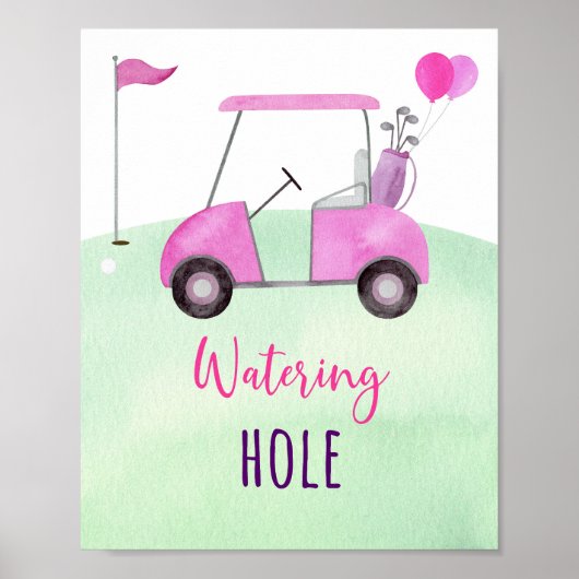 Poster Pink Golf Waters Hole Signal d'anniversaire (Devant)