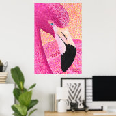 Poster Pink Grapefruit Big Head Flamingo - Par Just Dahl (Bureau à domicile)
