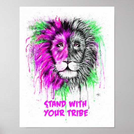 Poster Pink & Green avec l'affiche texte - Lion Imprimer! (Devant)