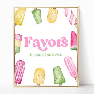 Poster Pink Green Jaune Popsicle Party Faveurs Panneau de