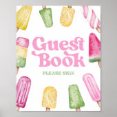 Poster Pink Green Yellow Popsicle Guest Book Table Signal (Devant)