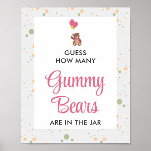Poster Pink Gummy Bear Guesser Game Girl Baby shower