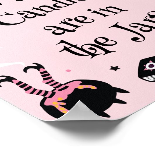 Poster Pink Halloween Baby Shower Guess How Many Candies (Coin)