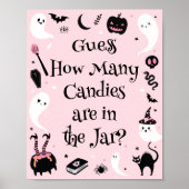 Poster Pink Halloween Baby Shower Guess How Many Candies (Devant)