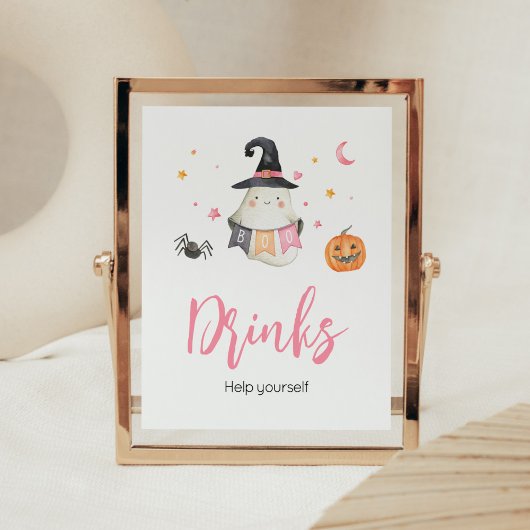 Poster Pink Halloween Ghost Little Boo Boo Baby showers B