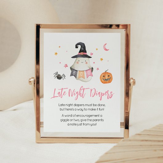 Poster Pink Halloween Ghost Little Boo Diapositives noctu