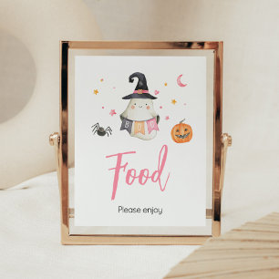 Poster Pink Halloween Ghost Little Boot Baby shower Nourr