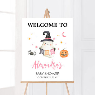 Poster Pink Halloween Ghost Petit Boite Bienvenue