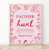 Poster Pink Hand Drawn Valentine Baby Pacifier Hunt Game