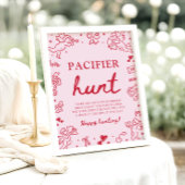 Poster Pink Hand Drawn Valentine Baby Pacifier Hunt Game