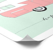 Poster Pink Happy Camper art imprimé 8 x 10 (Coin)