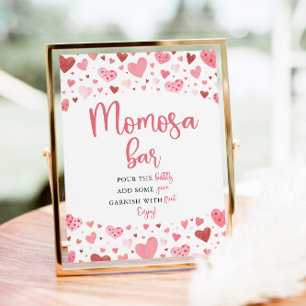 Poster Pink Hearts Valentine Baby shower Momosa Bar Sign