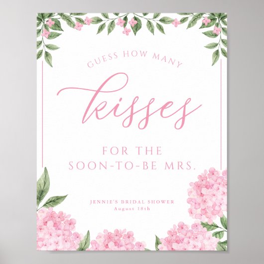 Poster Pink Hydrangea Devine Combien De Baisers Jeu De Do (Devant)