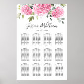 Poster Pink Hydrangea Floral 12 Tables CADRE (Devant)