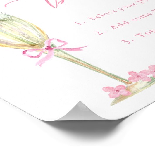 Poster Pink Hydrangea, Gold Mimosa Bar Shower (Coin)