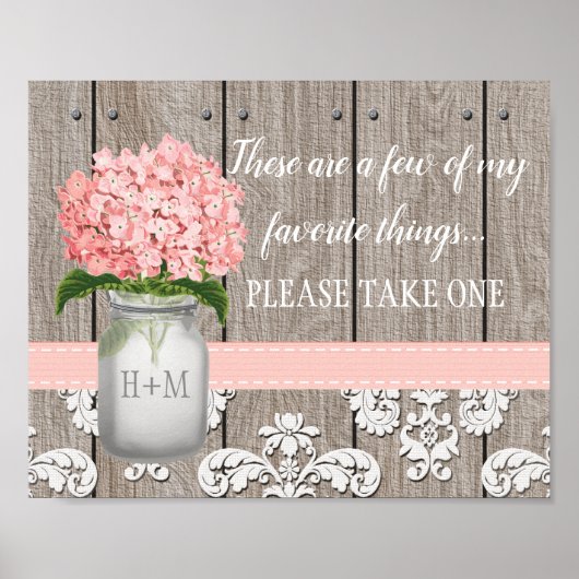 Poster Pink Hydrangea Mason Jar S'Il Vous Plaît Prendre U (Devant)