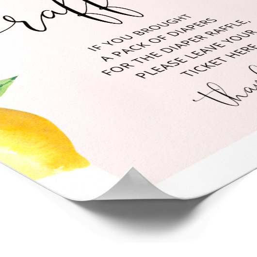 Poster Pink Lemon diaper signe de tombola (Coin)