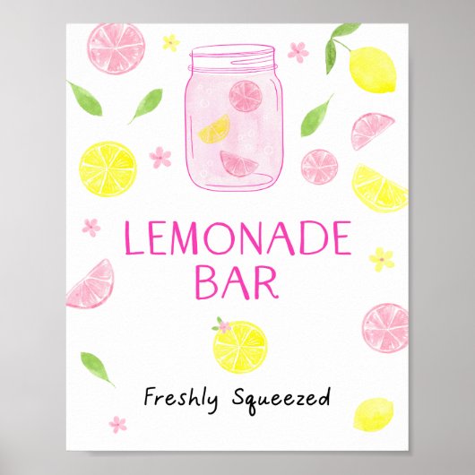 Poster Pink Lemonade Lemon Birthday (Devant)