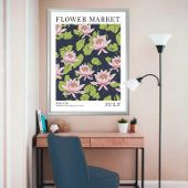 Poster Pink Lotus Water Lily Juillet Marché aux fleurs de