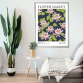 Poster Pink Lotus Water Lily Juillet Marché aux fleurs de