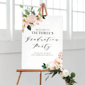 Poster Pink Magnolia et Hydrangea Graduation Welcome