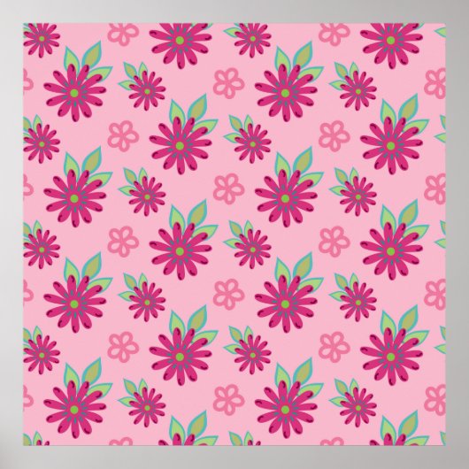 Poster Pink marguerite florale sans couture patternart, b (Devant)
