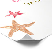 Poster Pink Mermaid Ocean Starfish Baby shower Bienvenue (Coin)