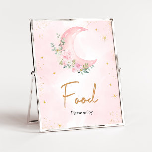 Poster Pink Moon and Stars Baby shower Food