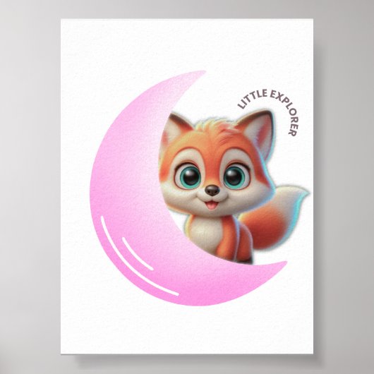 Poster Pink Moon Fox Wall Art (Devant)