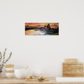 POSTER PINK MOUNTAINS LAC ALPINE SUNSET PAYSAGE (Cuisine)