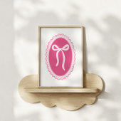 Poster Pink Nursery Art - Coquette Oval Frame & Bow