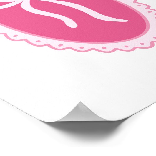 Poster Pink Nursery Art - Coquette Oval Frame & Bow (Coin)