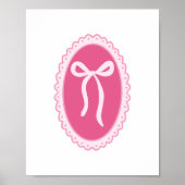 Poster Pink Nursery Art - Coquette Oval Frame & Bow (Devant)