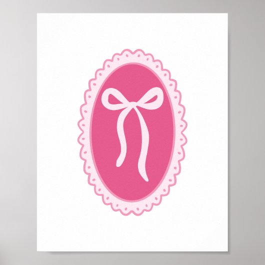 Poster Pink Nursery Art - Coquette Oval Frame & Bow (Devant)