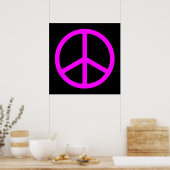 Poster Pink on Black Skinny Peace Symbole Art Imprimer (Cuisine)